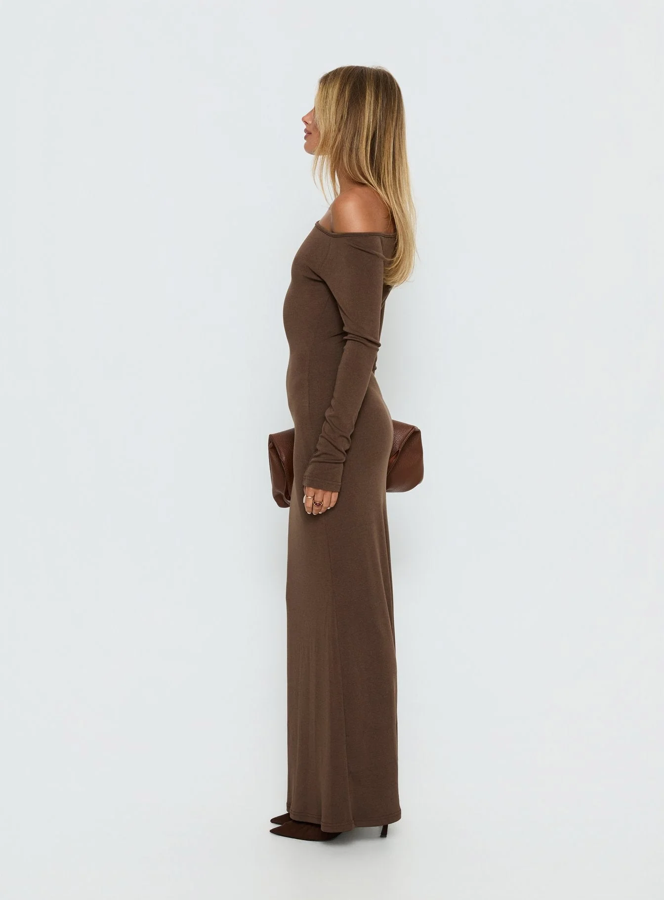 Allycia Long Sleeve Maxi Dress Brown - Image 4