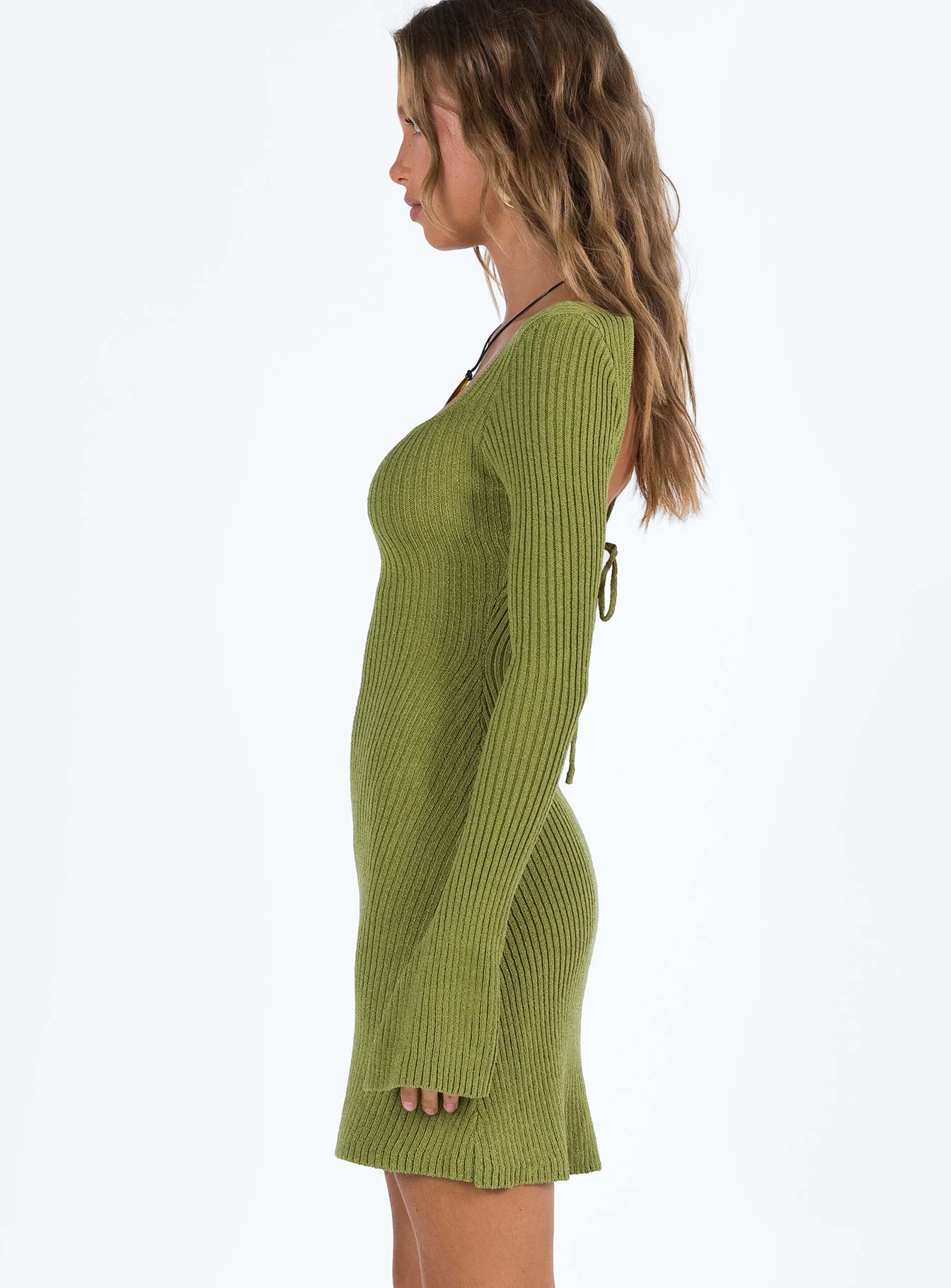 Brownhall Long Sleeve Mini Dress Green - Image 4