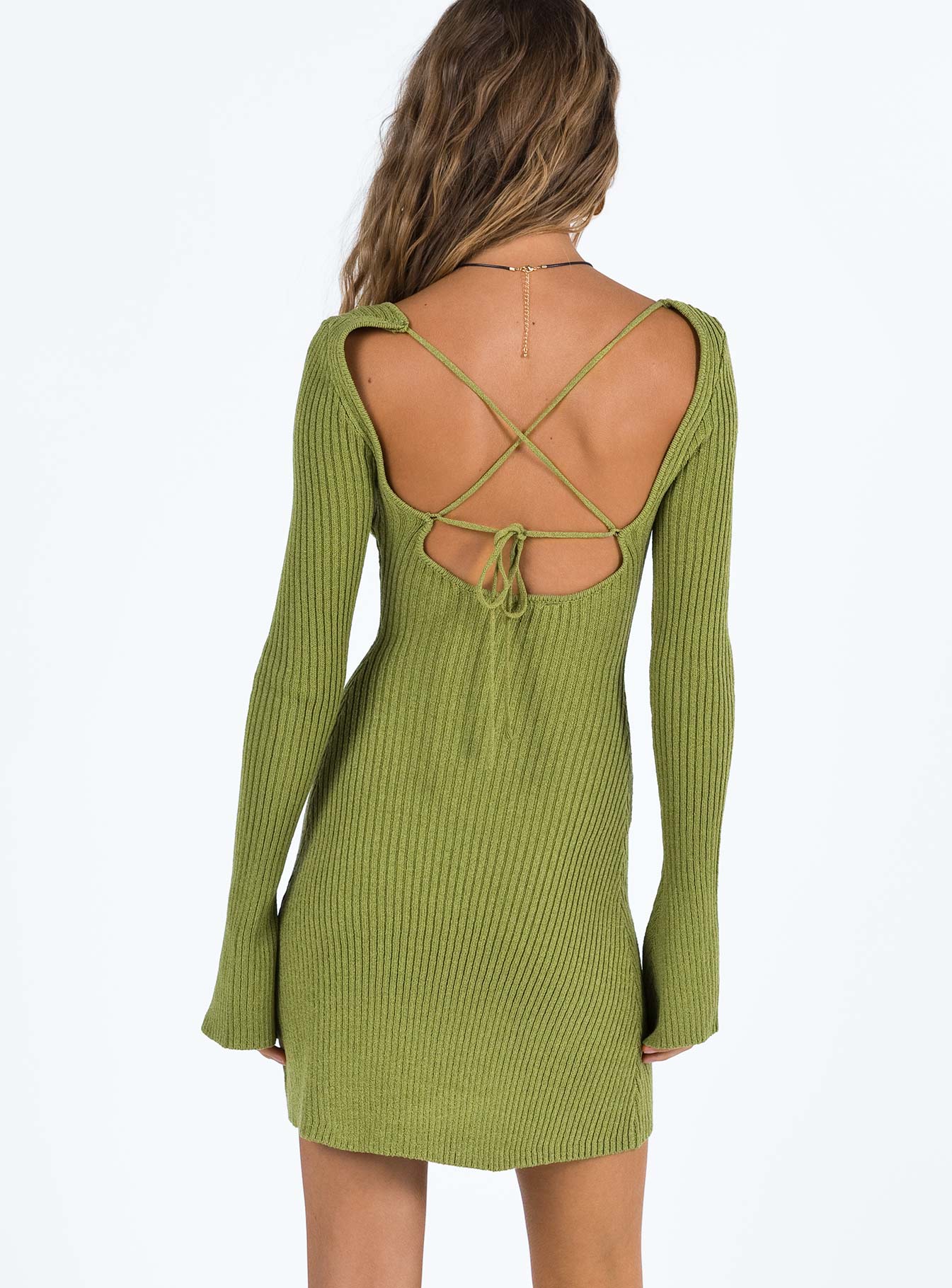 Brownhall Long Sleeve Mini Dress Green - Image 5