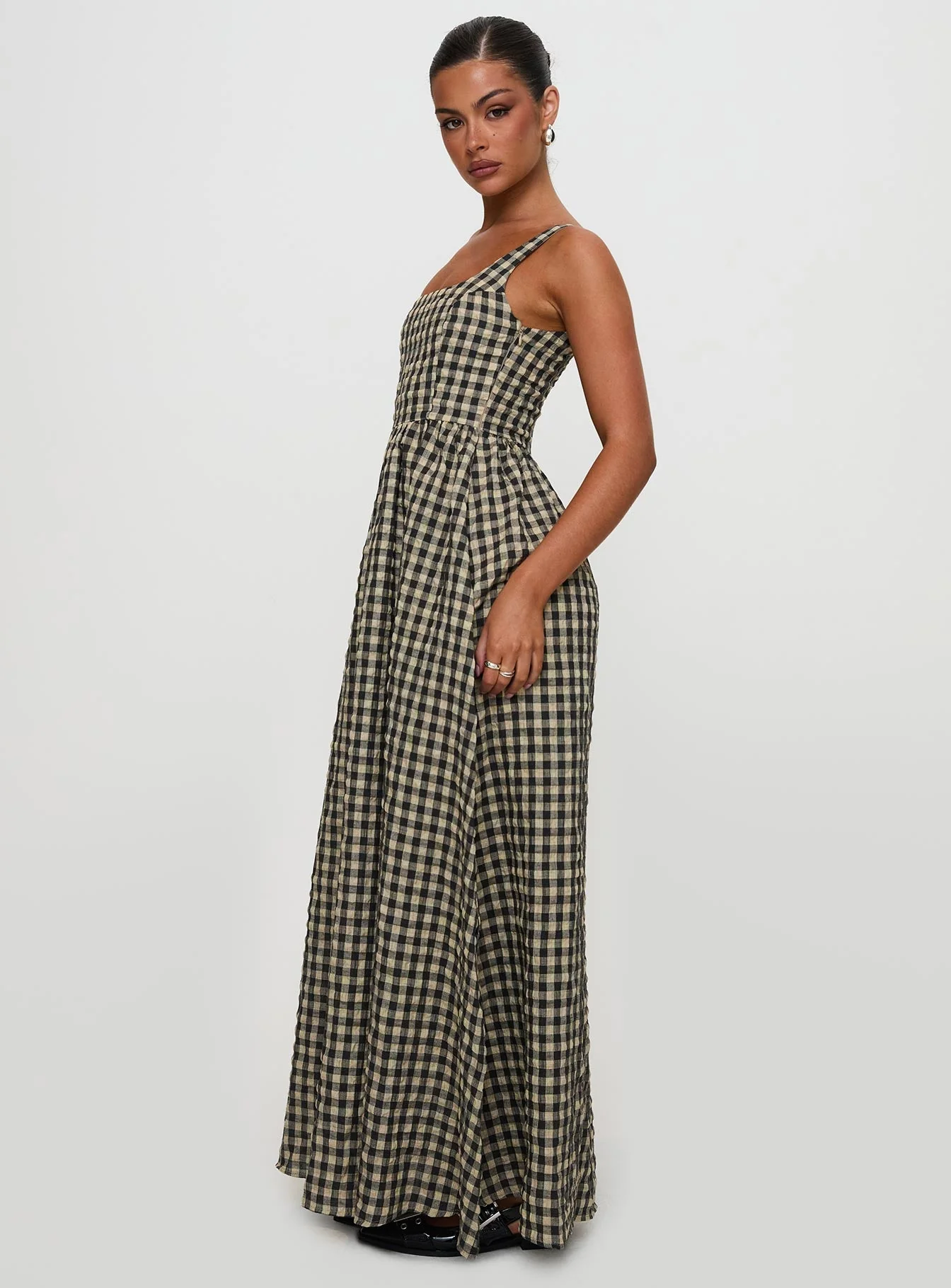 Cartmel Check Maxi Dress Black / Cream - Image 3