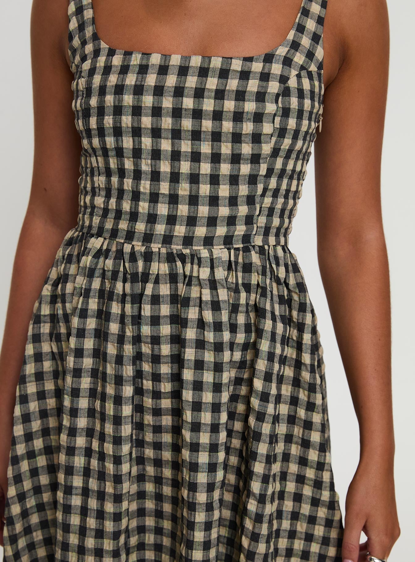 Cartmel Check Maxi Dress Black / Cream - Image 5
