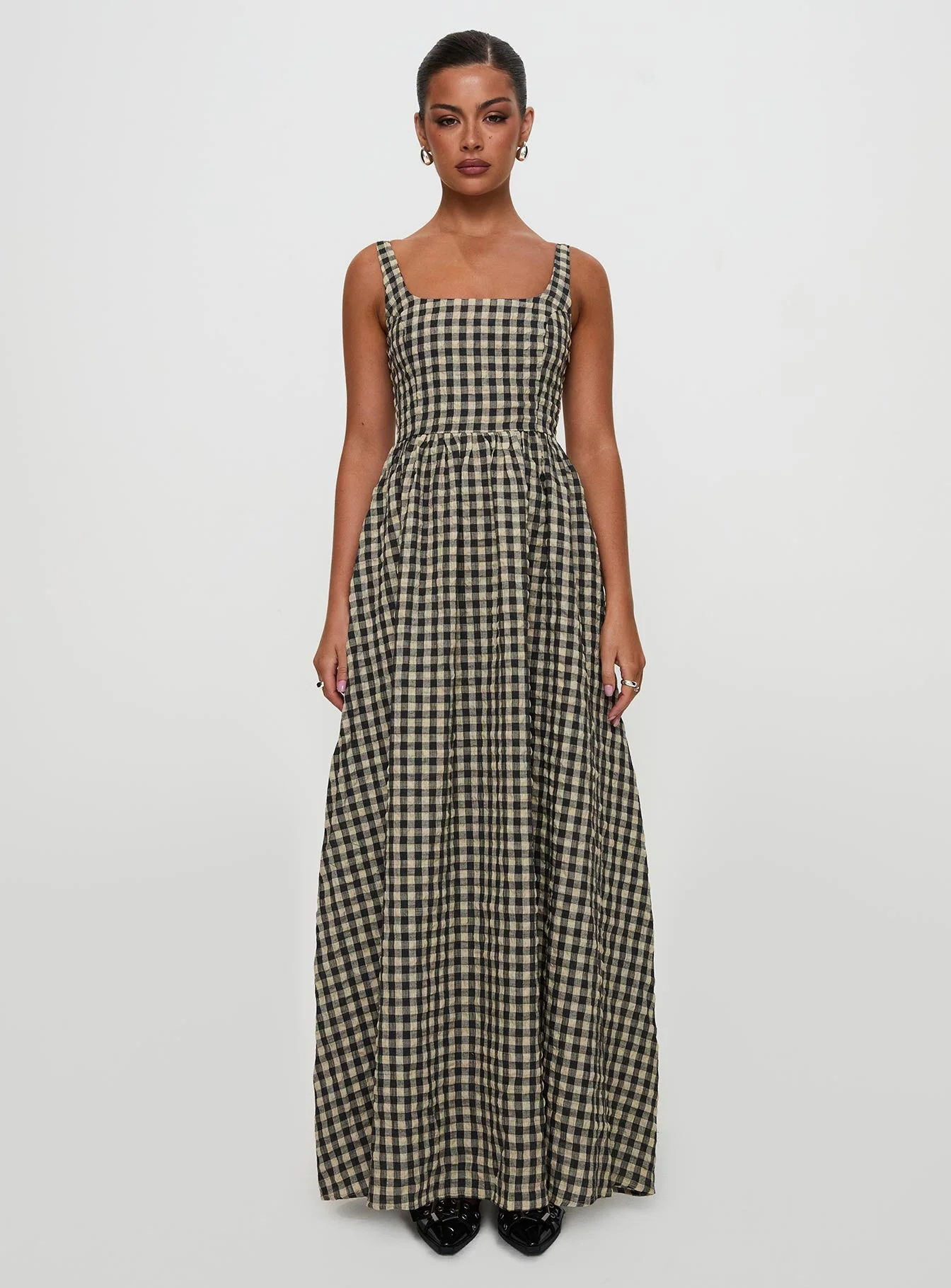 Cartmel Check Maxi Dress Black / Cream - Image 6