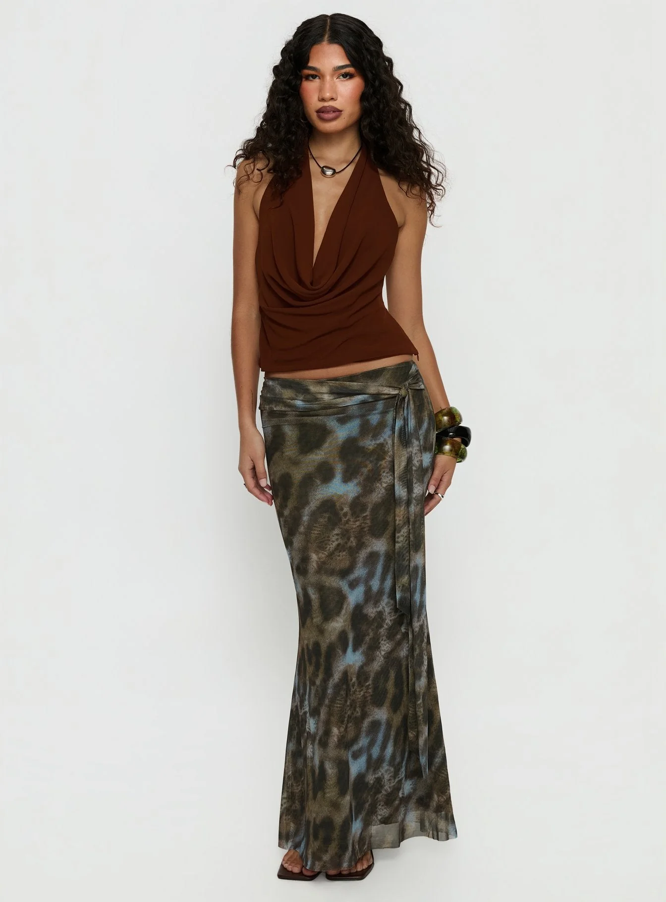Caviar Tie Maxi Skirt Leopard - Image 3