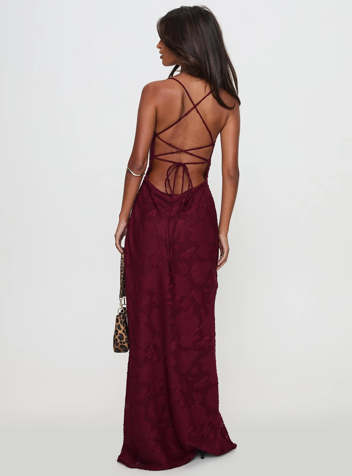 Celena Maxi Dress Burgundy Burnout - Image 5