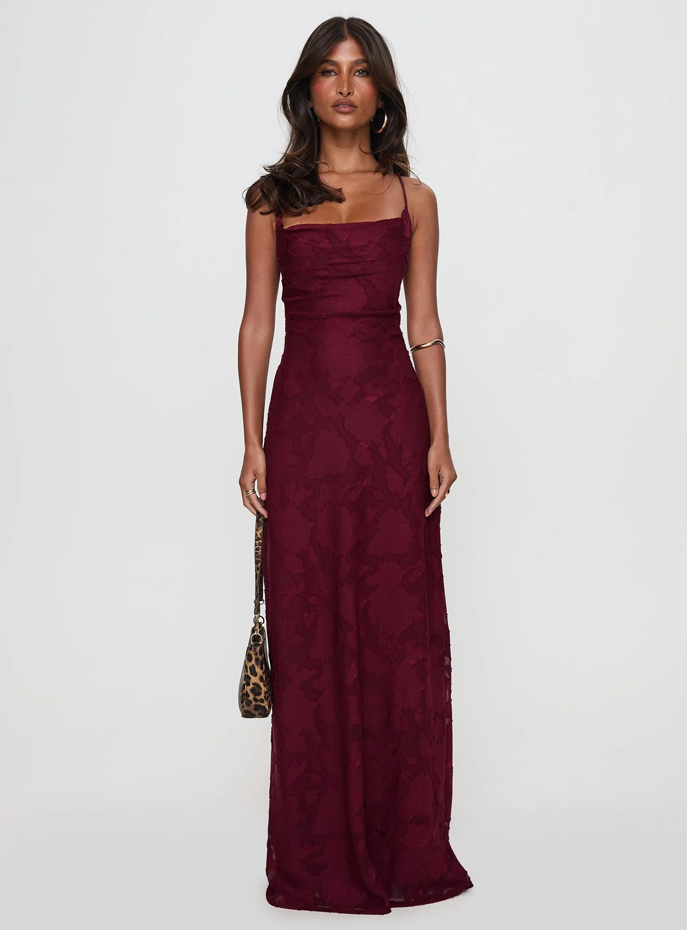 Celena Maxi Dress Burgundy Burnout - Image 7