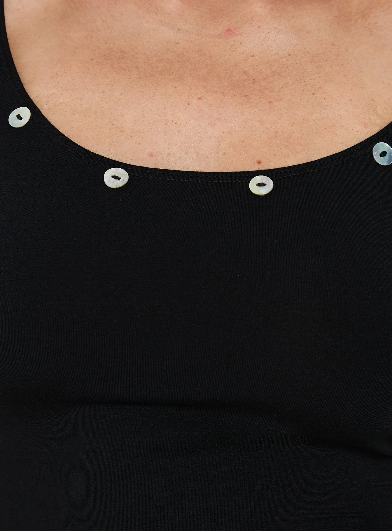 Collson 3/4 Sleeve Button Detail Top Black - Image 6