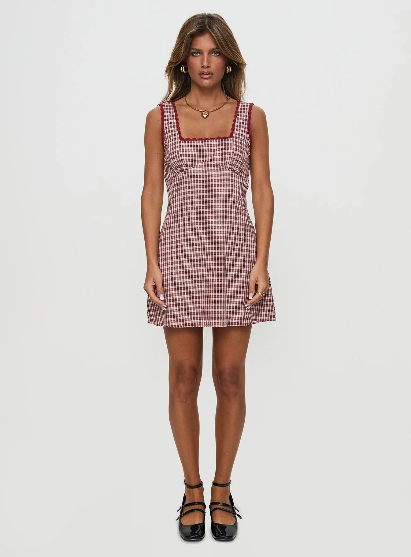 Dasha Mini Dress Red Check - Image 7