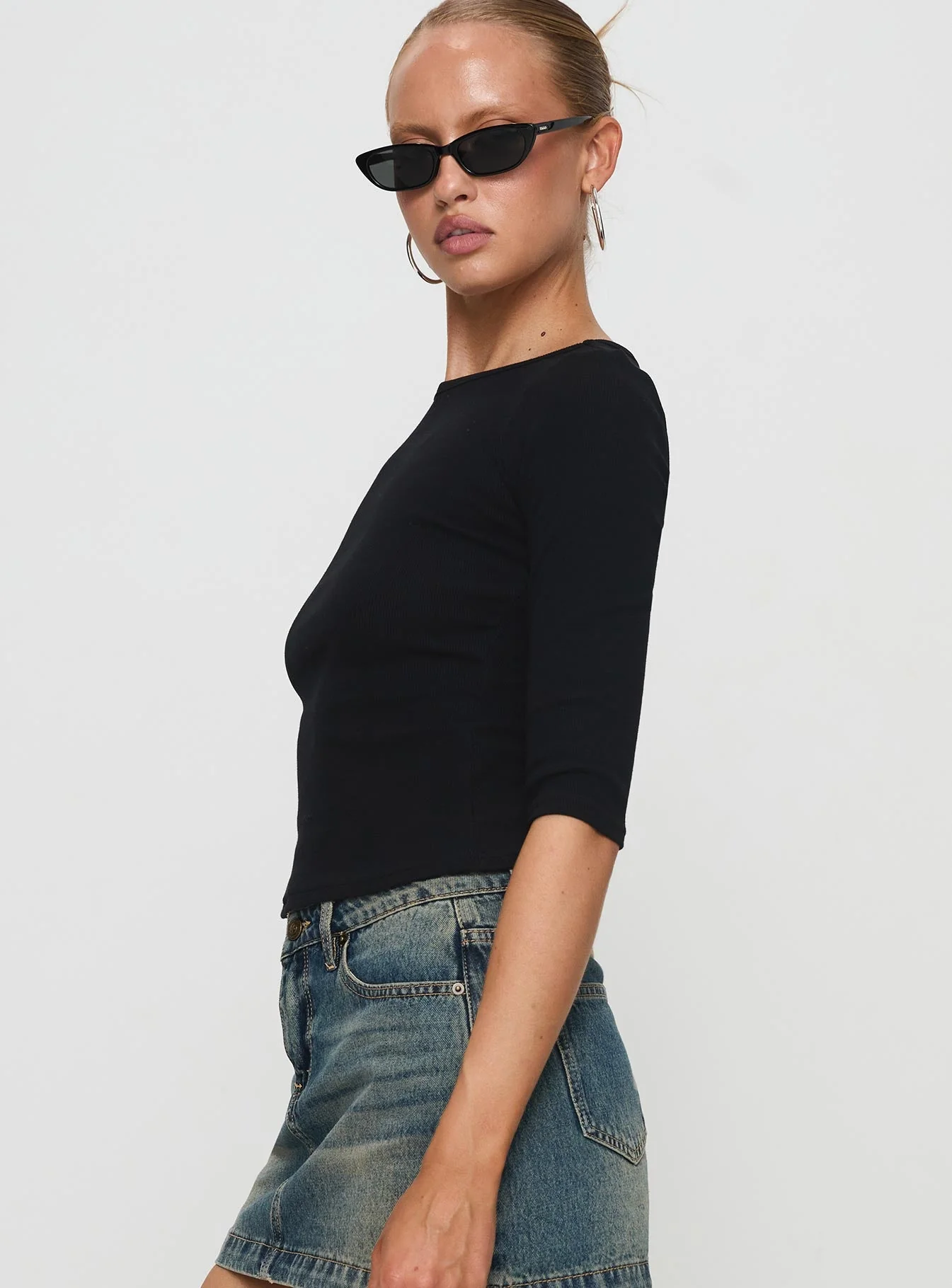 Elaia 3/4 Sleeve Top Black - Image 4
