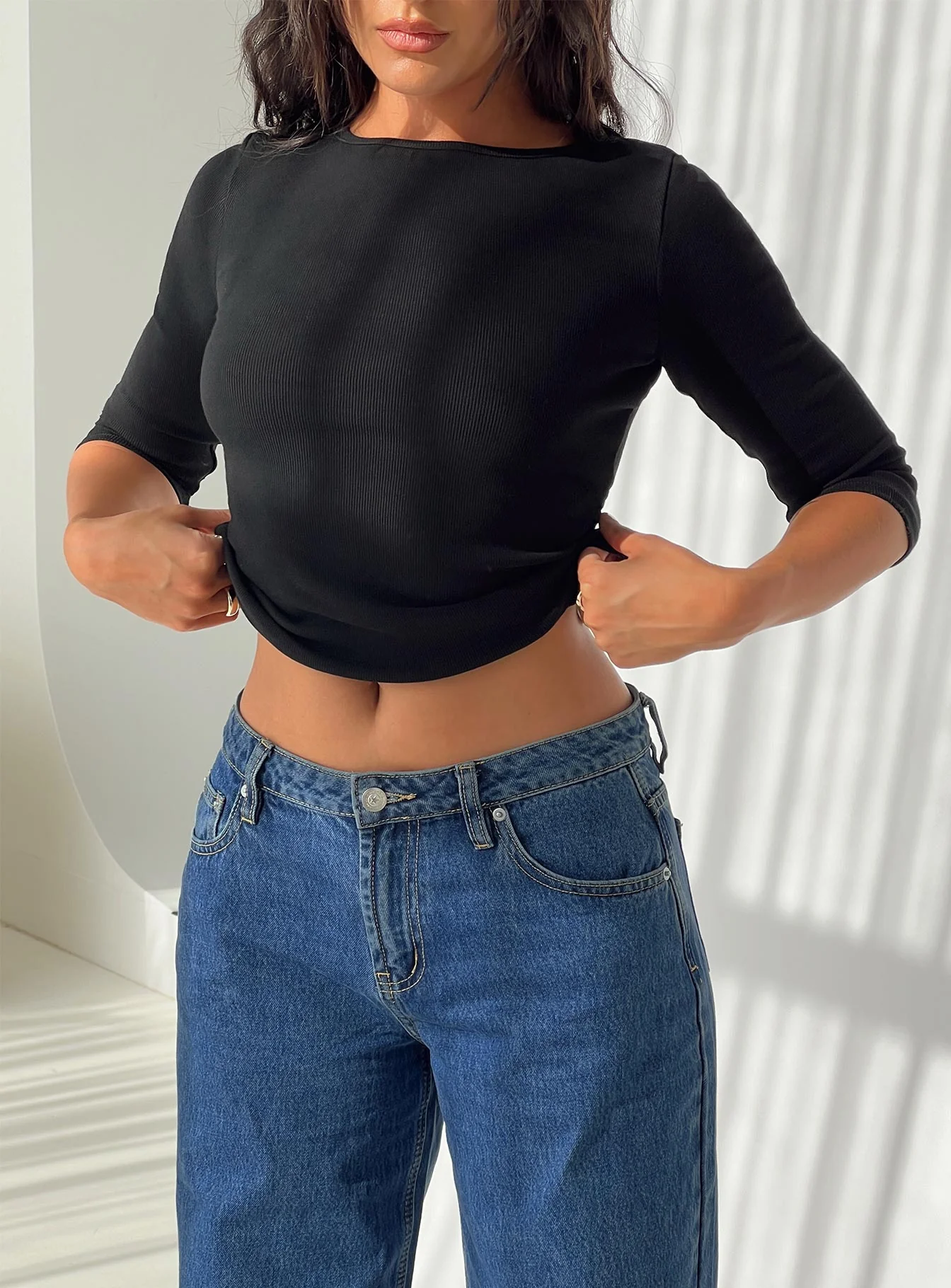Elaia 3/4 Sleeve Top Black - Image 9