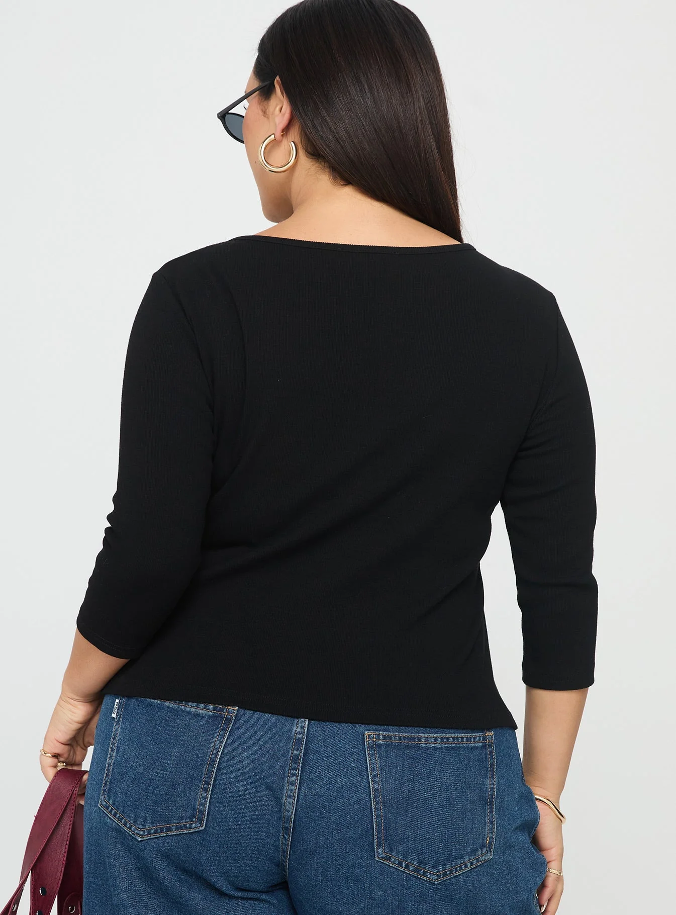 Elaia 3/4 Sleeve Top Black Curve - Image 5