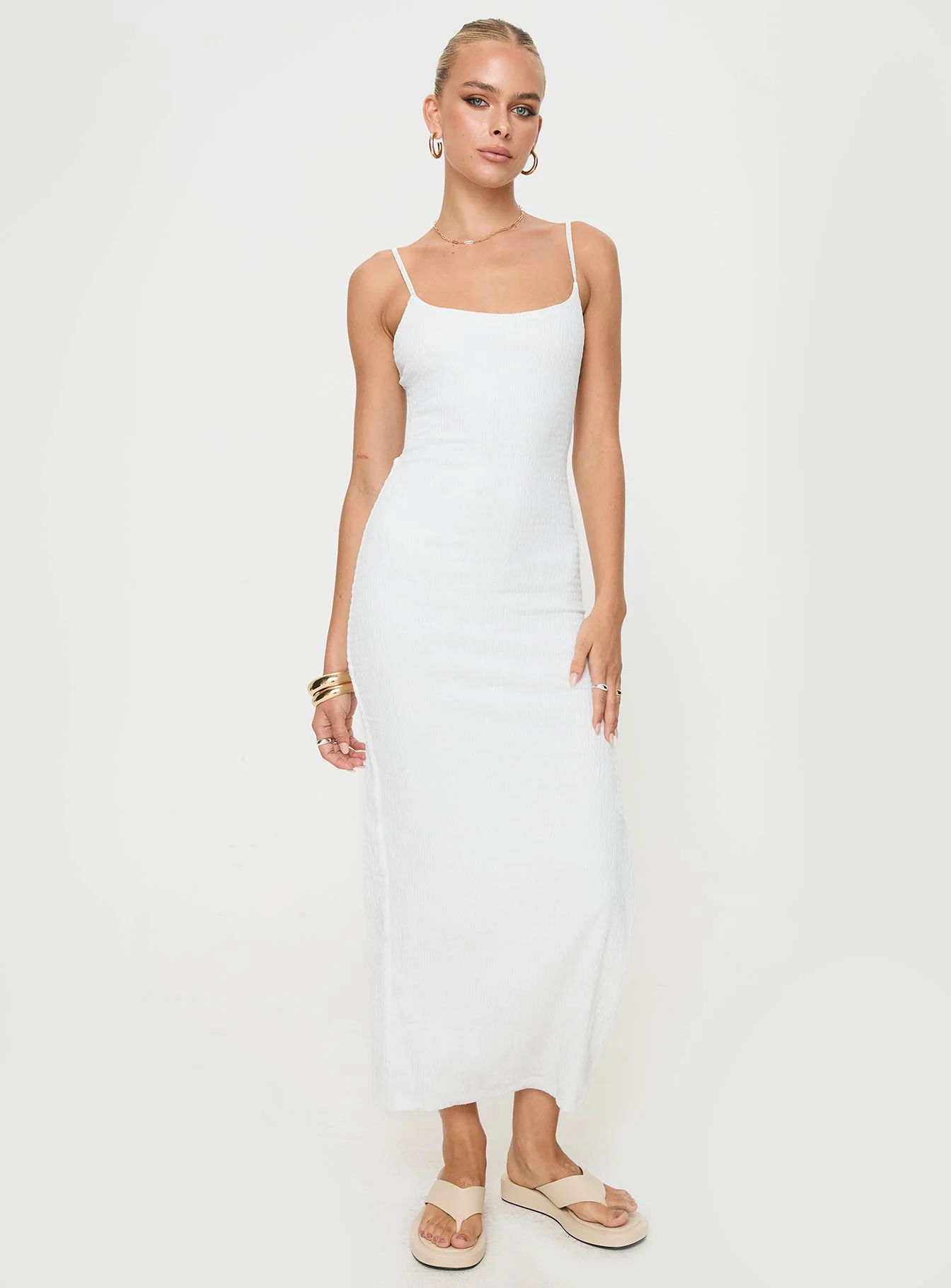 Elestria Maxi Dress White - Image 3