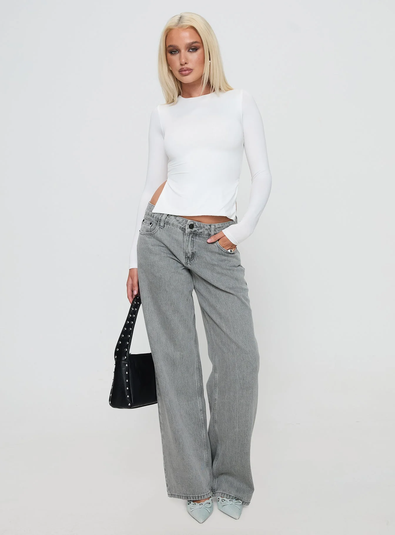 Ellanor Low Rise Straight Leg Jean Washed Grey - Image 3