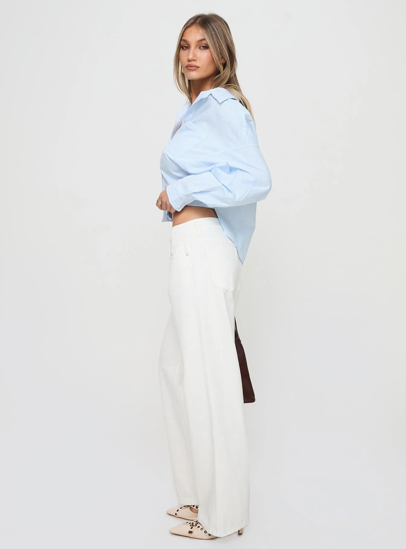 Ellanor Low Rise Straight Leg Jeans White - Image 4