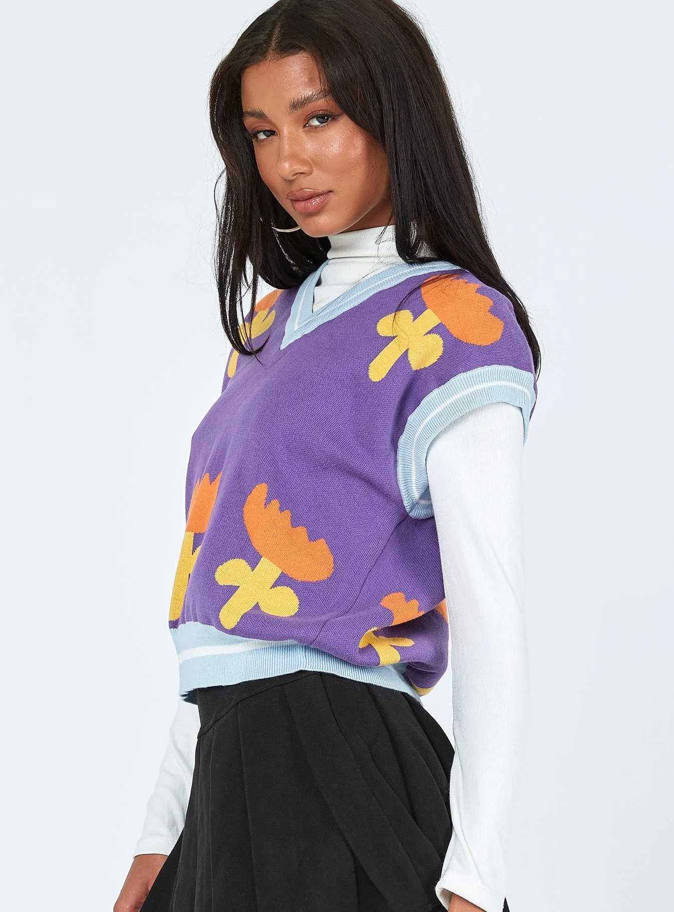 Flourishing Sweater Vest Purple - Image 3