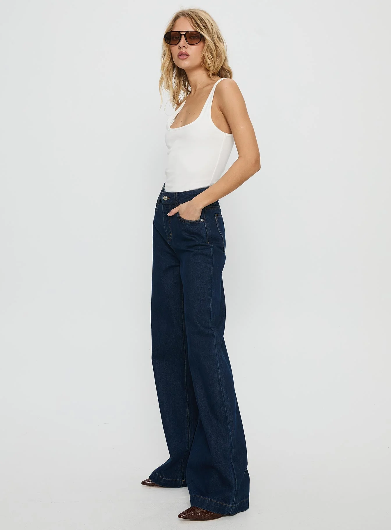 Goldie High Rise Wide Leg Jeans Indigo - Image 4