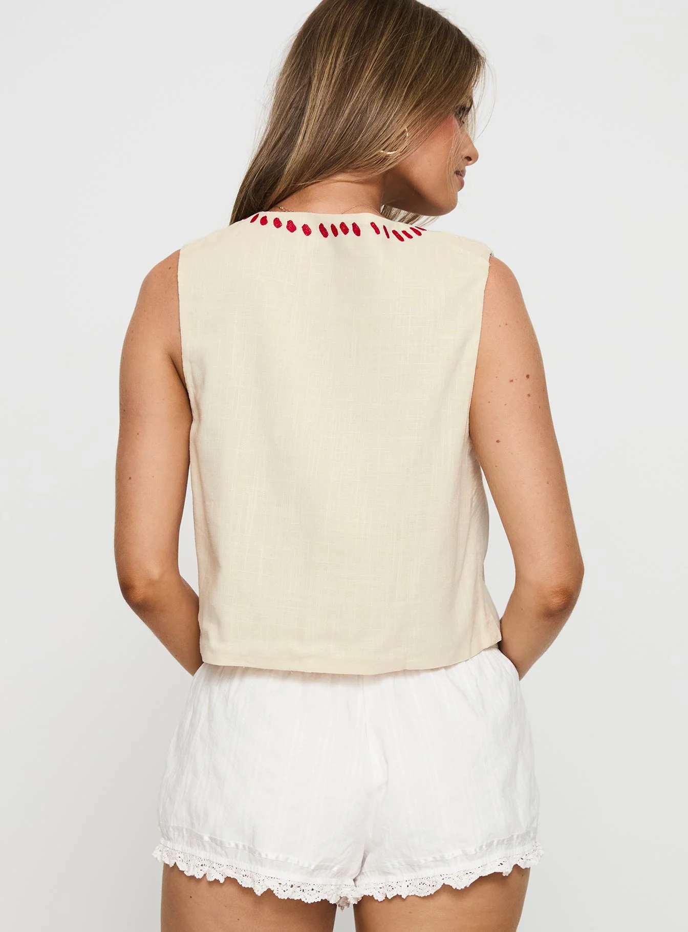 Grazia Vest Top Cream / Red - Image 4