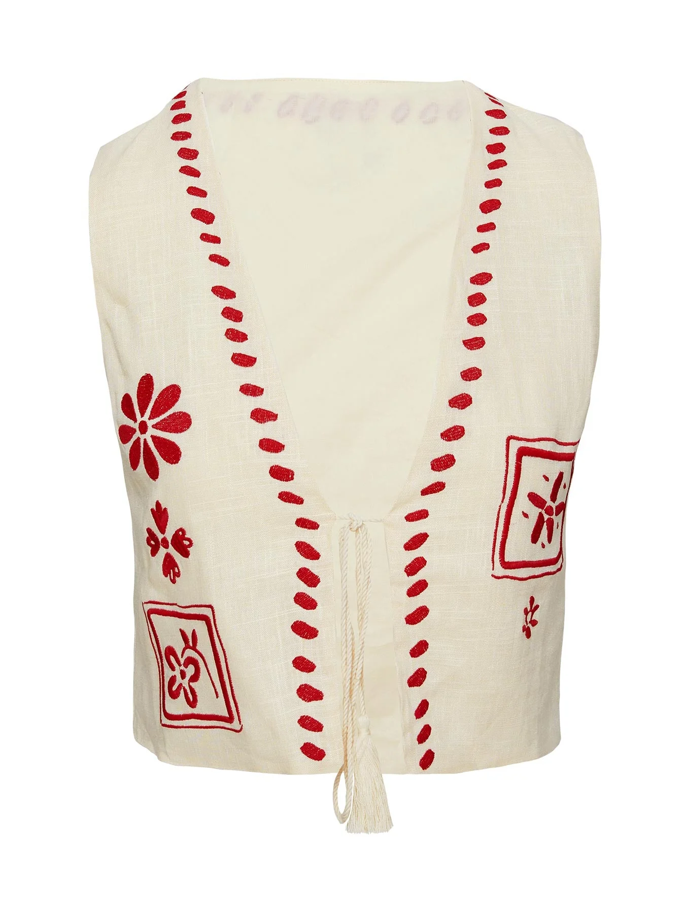 Grazia Vest Top Cream / Red - Image 7