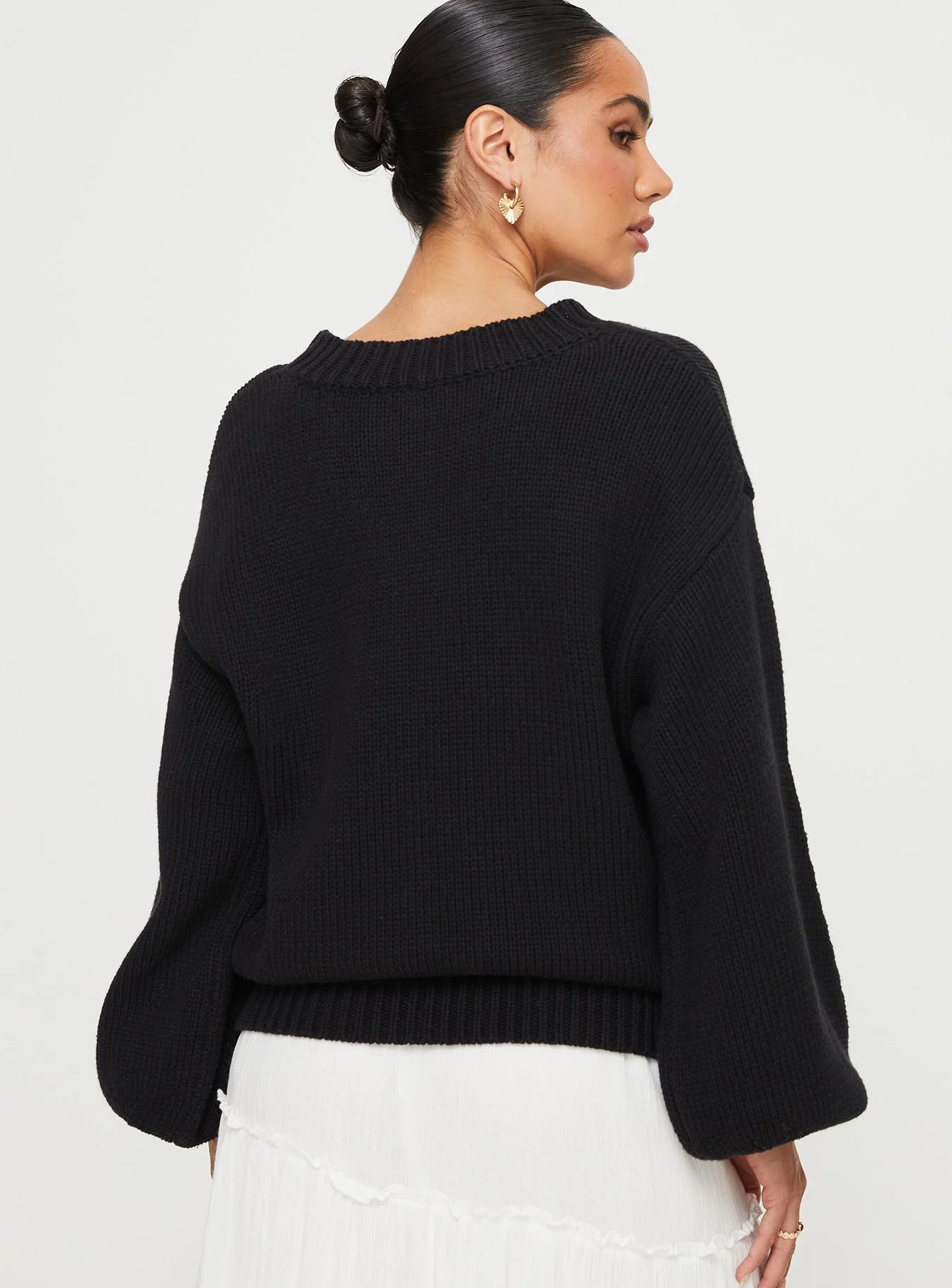 Harmony Balloon Sleeve Knit Sweater Black - Image 5