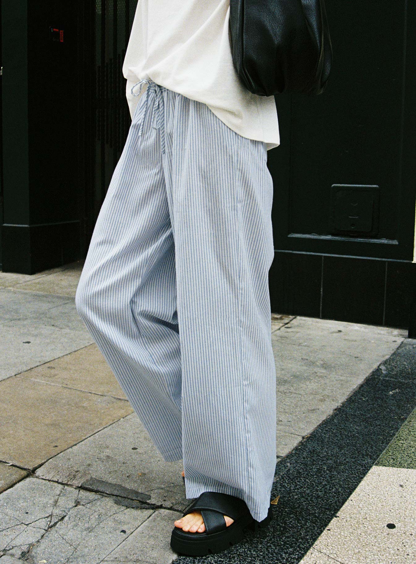 Holiday Tie Front Pant Blue/ White Stripe - Image 9