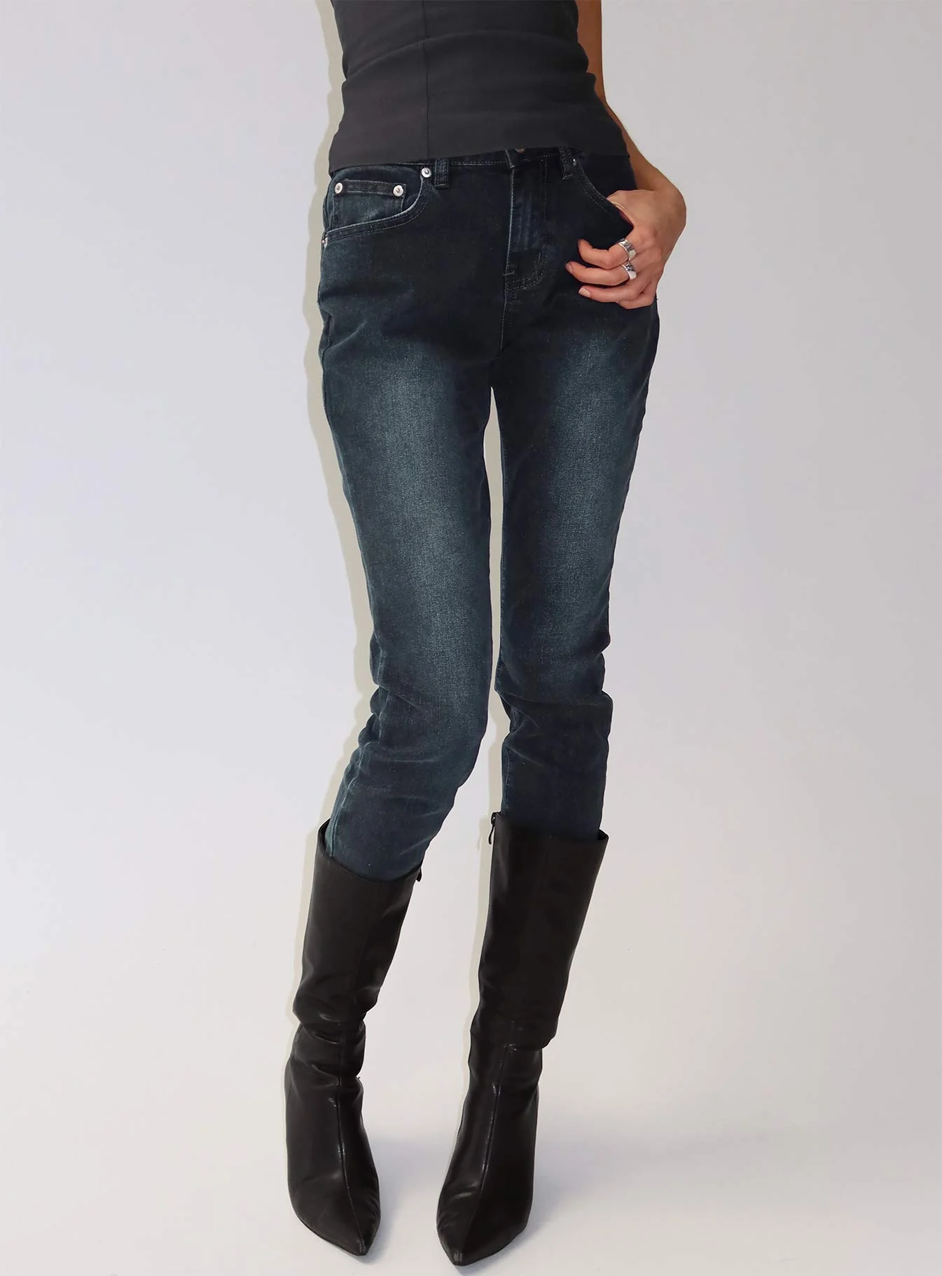 Illyssa Mid Rise Skinny Jeans Washed Charcoal - Image 8