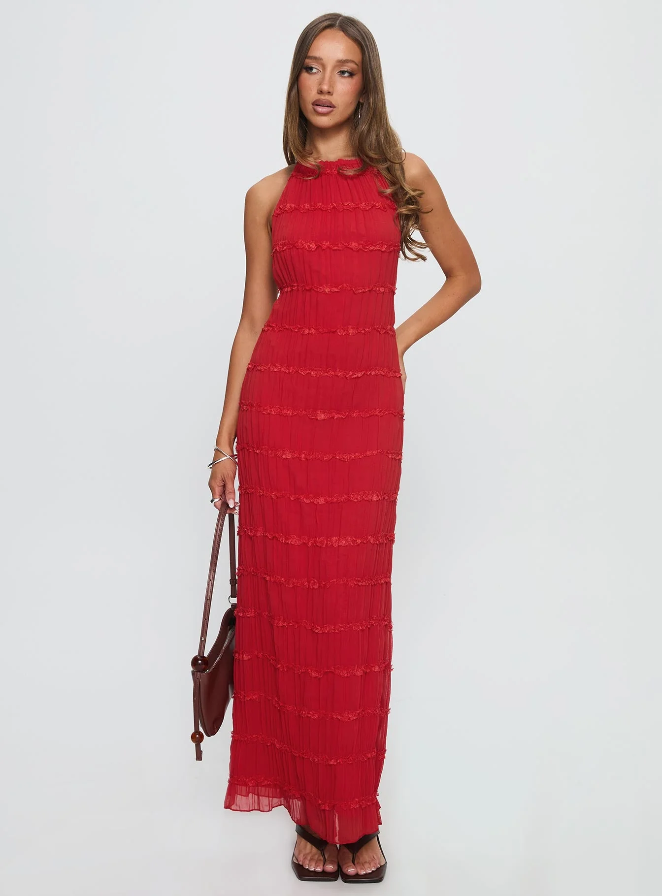 Klarissa Halter Maxi Dress Red - Image 3