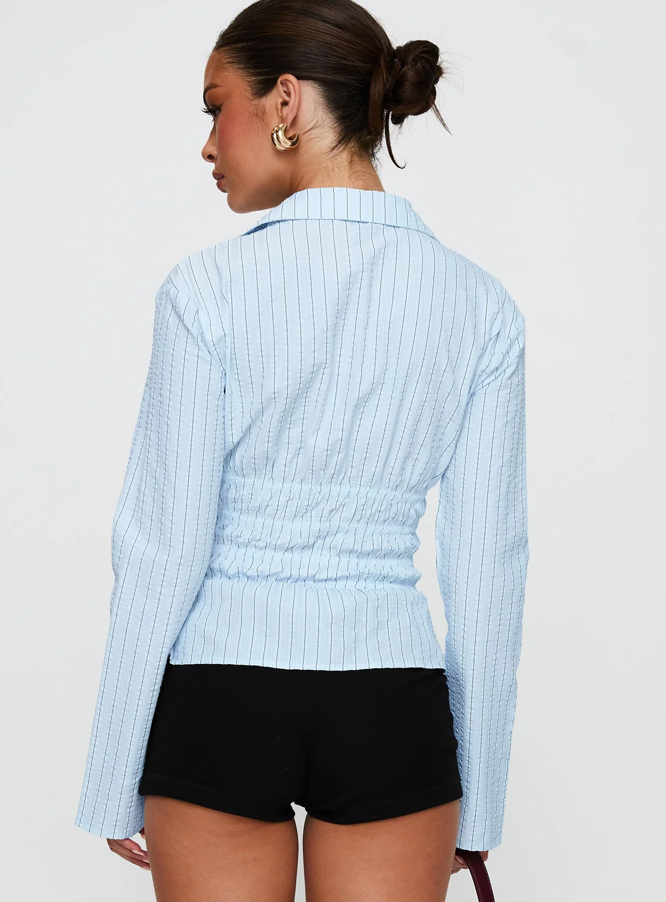 Liesel Shirred Long Sleeve Top Stripe - Image 5