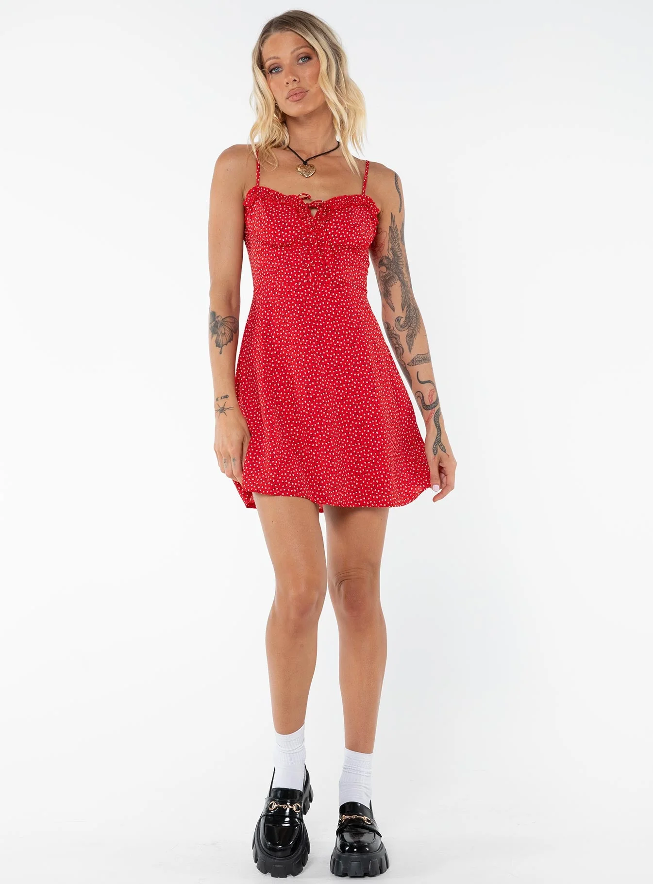 Love Birds Mini Dress Red Tall - Image 3
