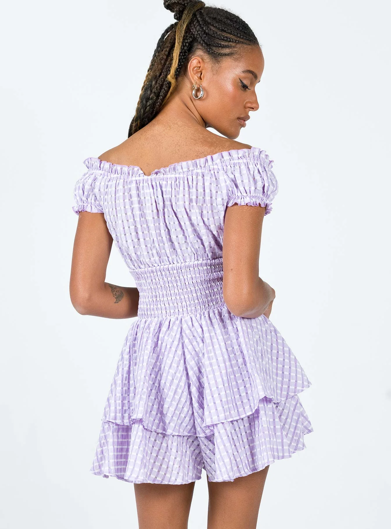 The Love Galore Playsuit Purple Gingham - Image 5