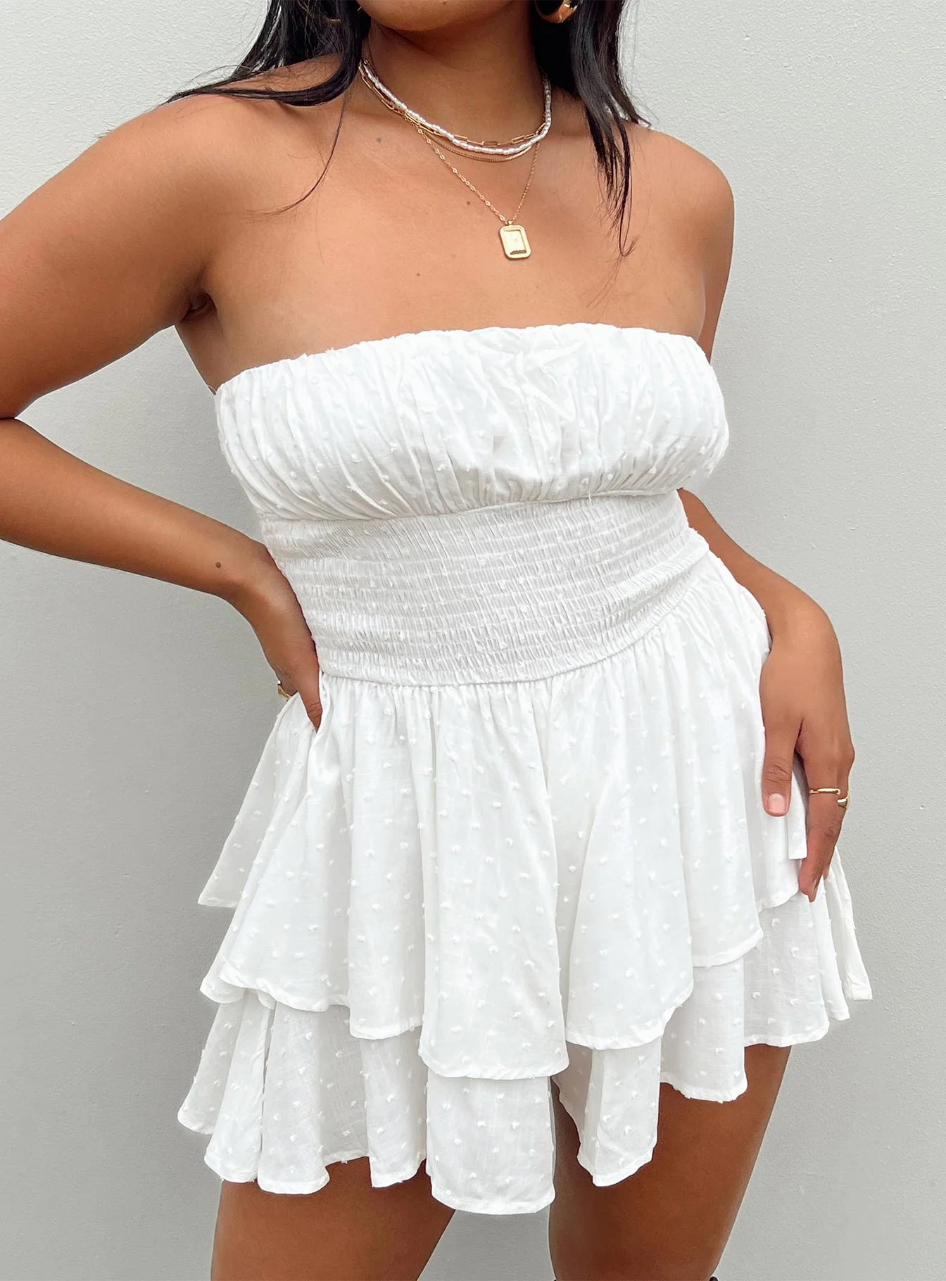 The Love Galore Strapless Playsuit White - Image 6