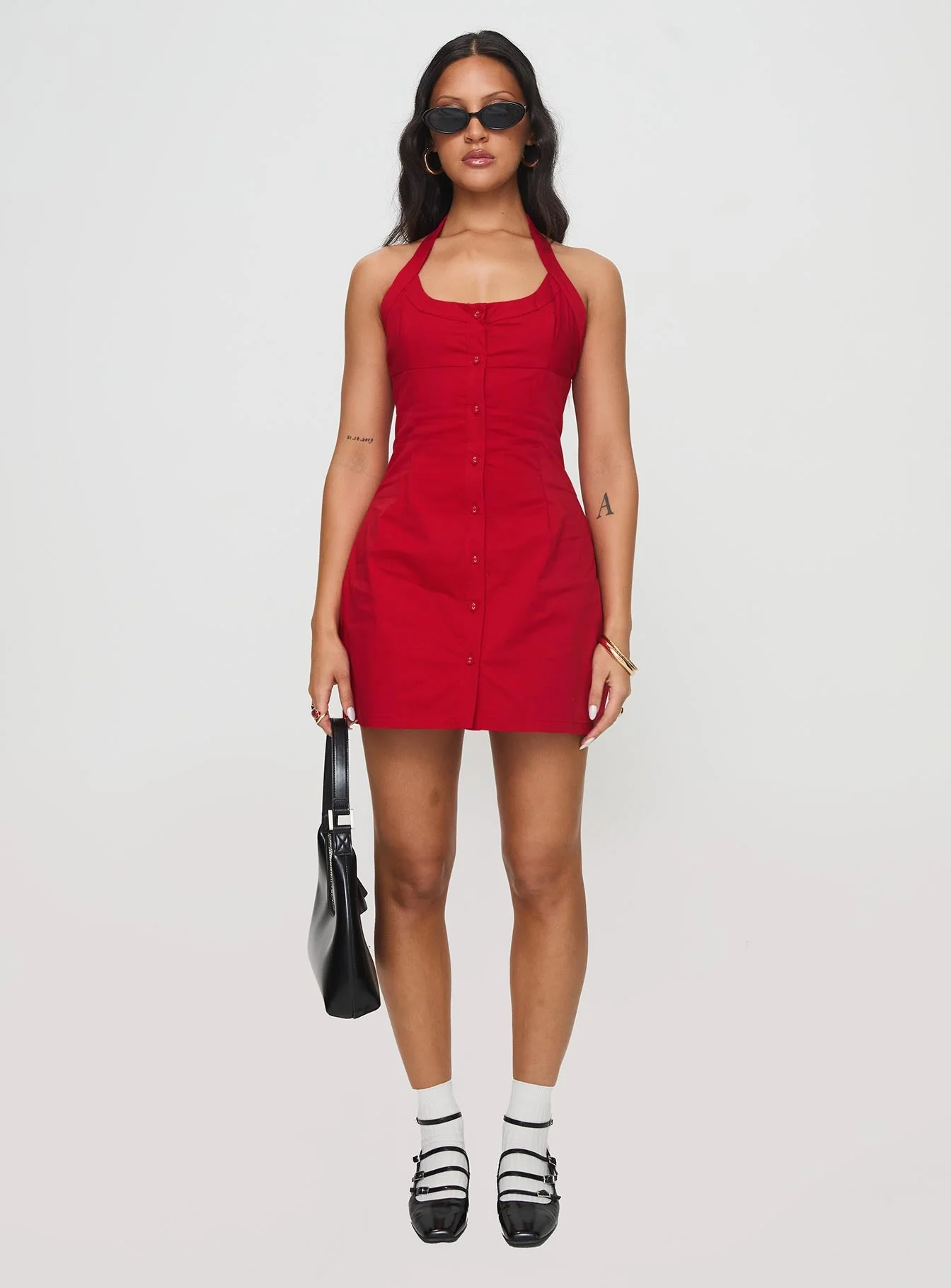 Mallorie Halter Mini Dress Red - Image 9