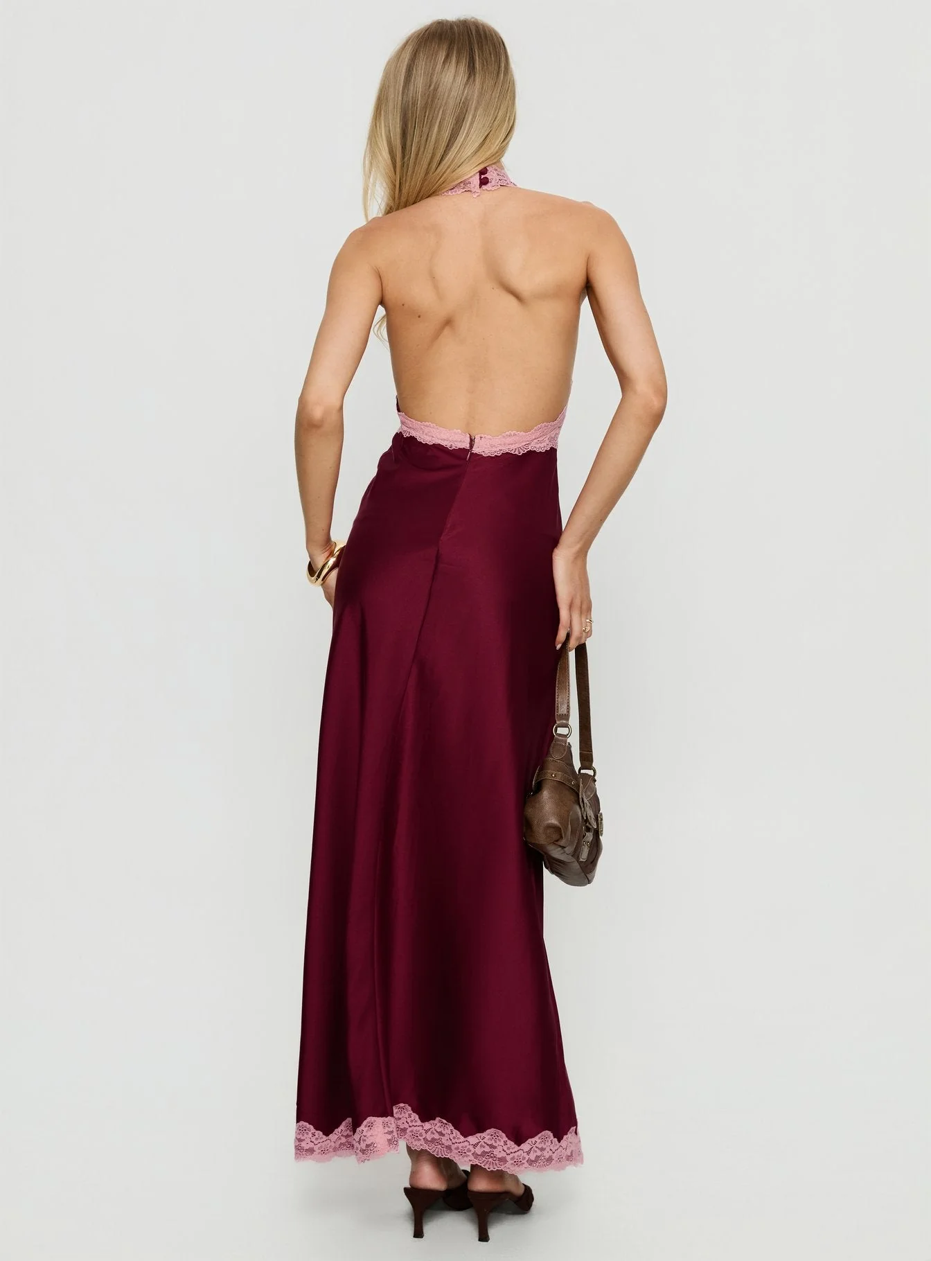 Mariela Lace Trim Maxi Dress Burgundy - Image 5