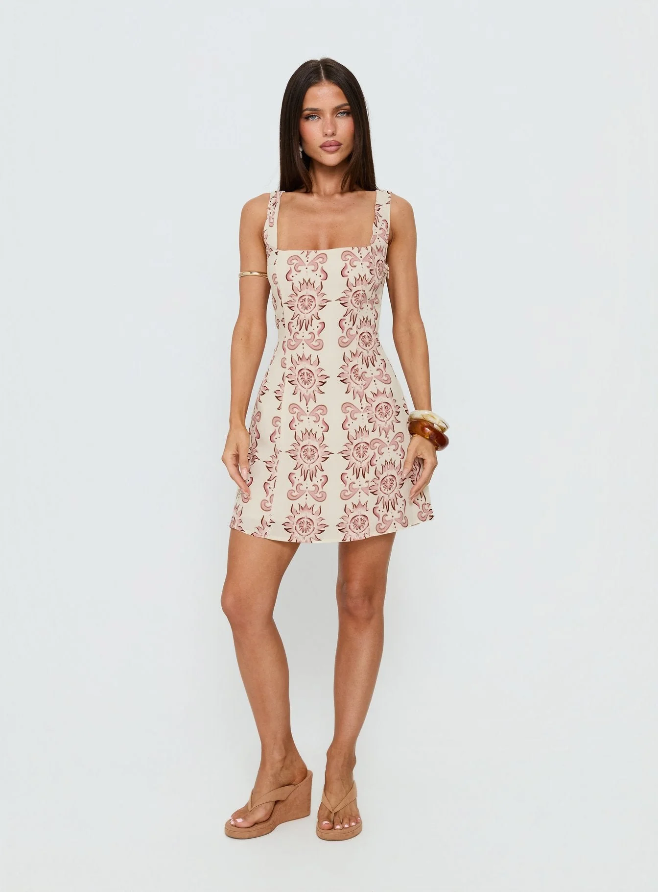 Maris Mini Dress Cream / Pink - Image 3