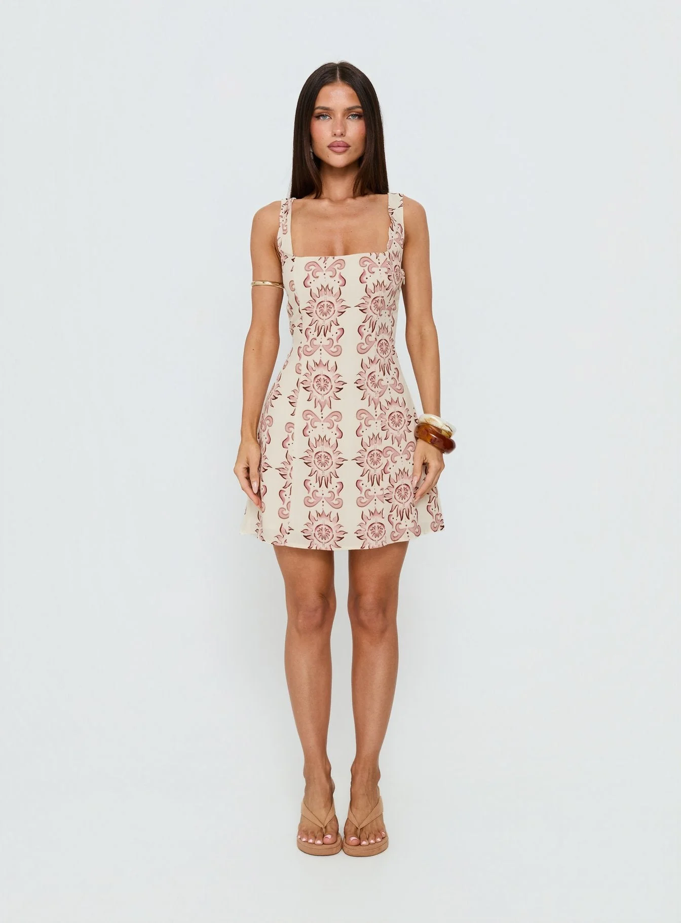 Maris Mini Dress Cream / Pink - Image 7