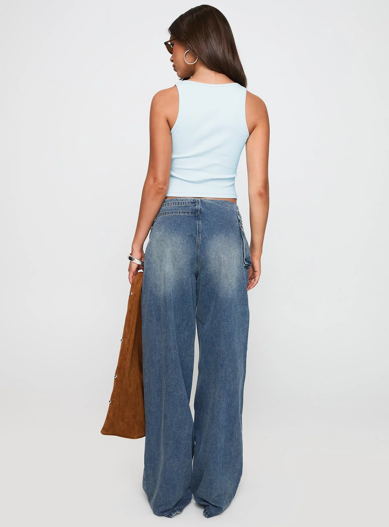 Paltrow Mid Rise Wide Leg Cargo Jeans Mid Blue Wash - Image 5