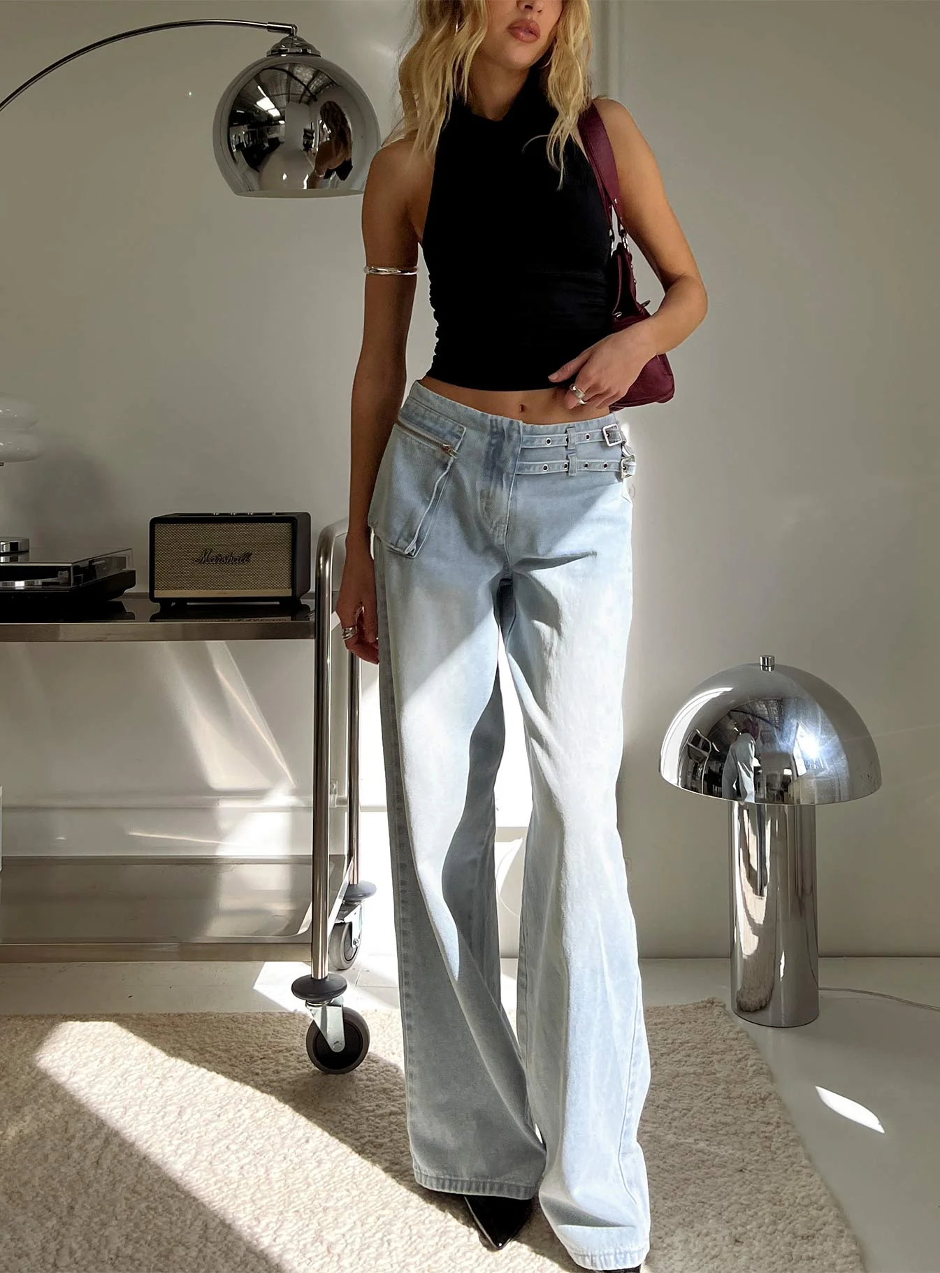 Paltrow Mid Rise Wide Leg Cargo Jeans Black - Image 10