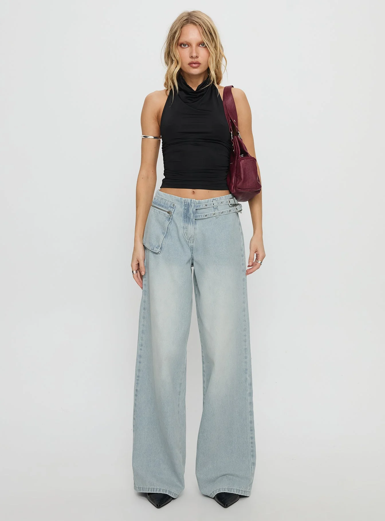 Paltrow Mid Rise Wide Leg Cargo Jeans Black - Image 16