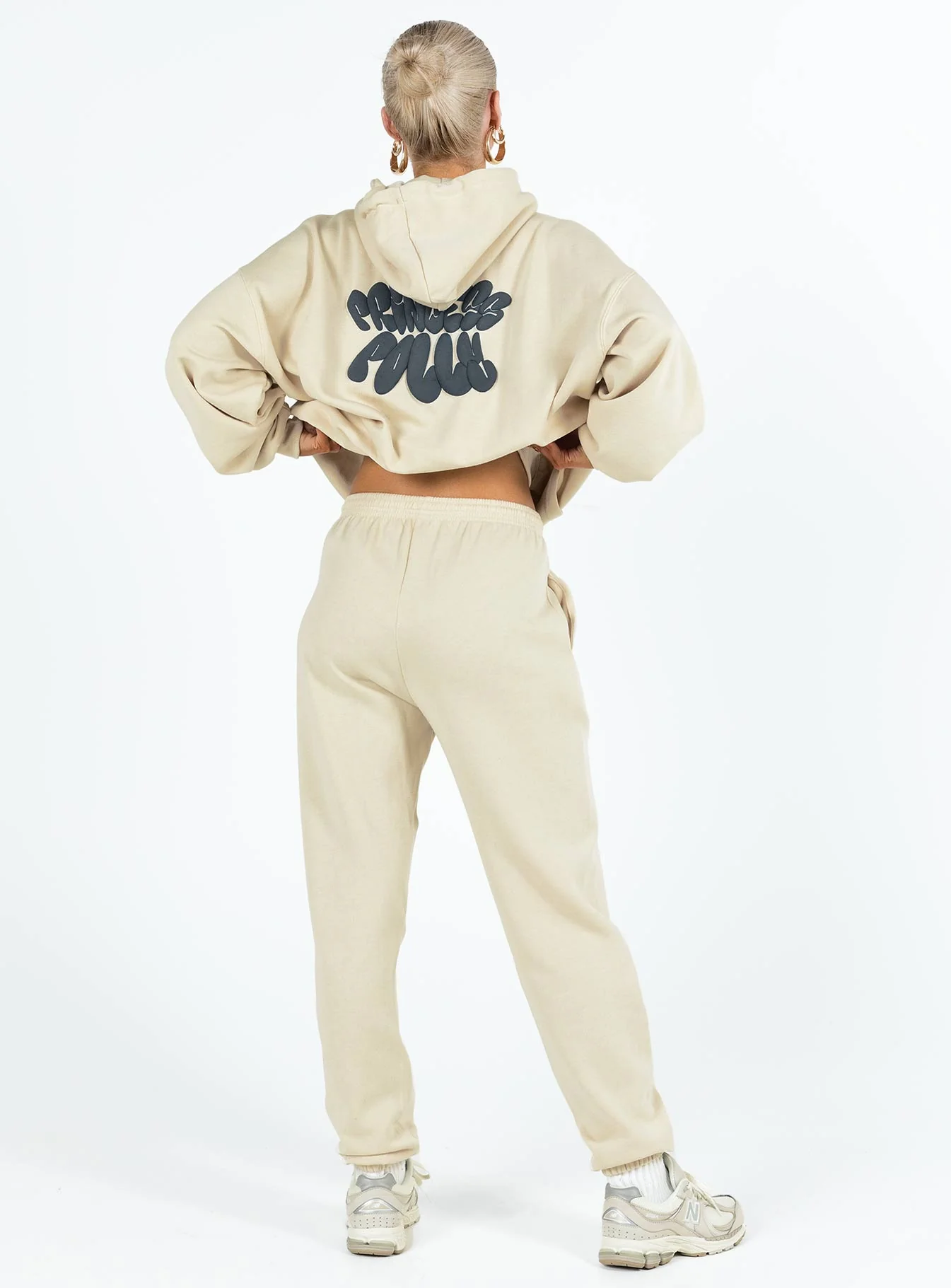 Princess Polly Track Pants Bubble Text Stone / Slate - Image 4