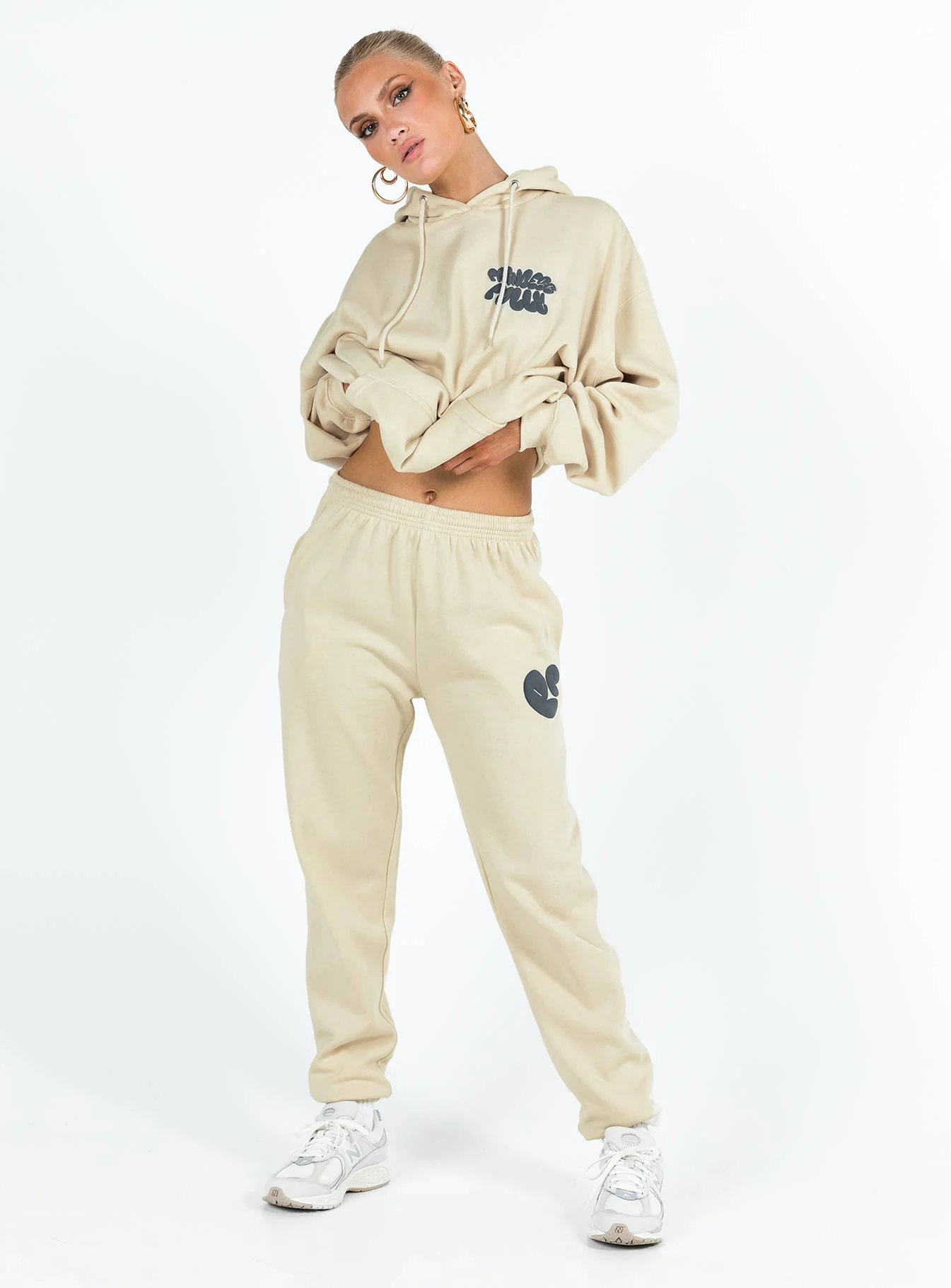 Princess Polly Track Pants Bubble Text Stone / Slate - Image 5