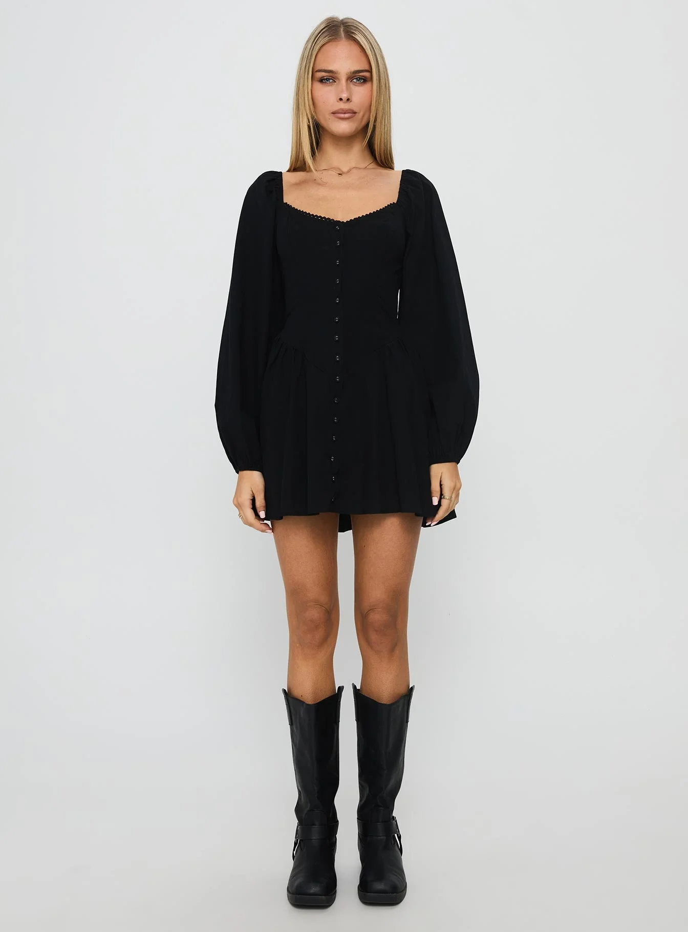 Toulouse Long Sleeve Mini Dress Black - Image 6