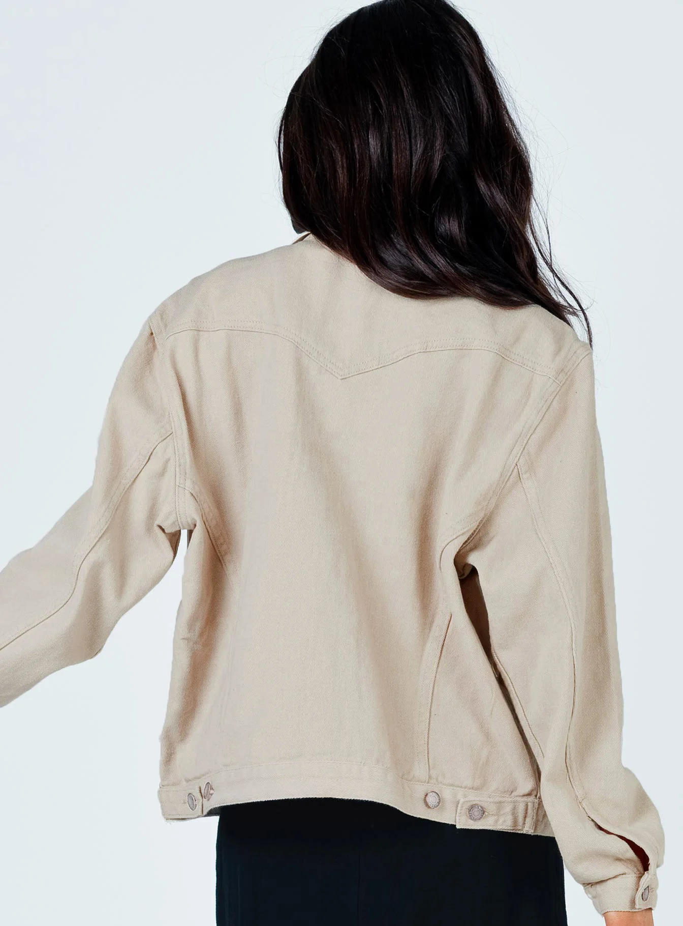 Western Denim Jacket Beige - Image 5